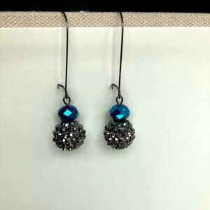 Black sparkly ball dangling earrings
